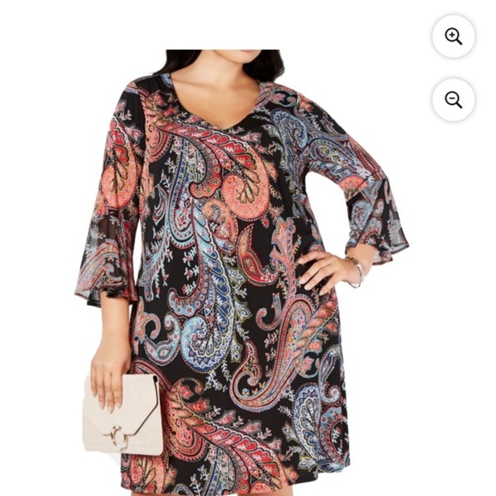 Connected Apparel Black Paisley Dress